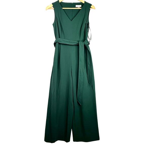 NWT Calvin Klein Green Belted Wide Leg Jumpsuit 2 - Picture 2 of 13